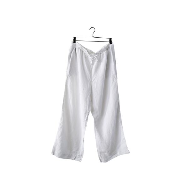 Aritzia Wilfred The Lodge High-Rise Relaxed Wide-Leg White Linen Pants Size XL - Picture 3 of 8